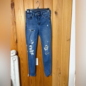 American Eagle Outfitters Women's Ripped Skinny Jeans - Blue